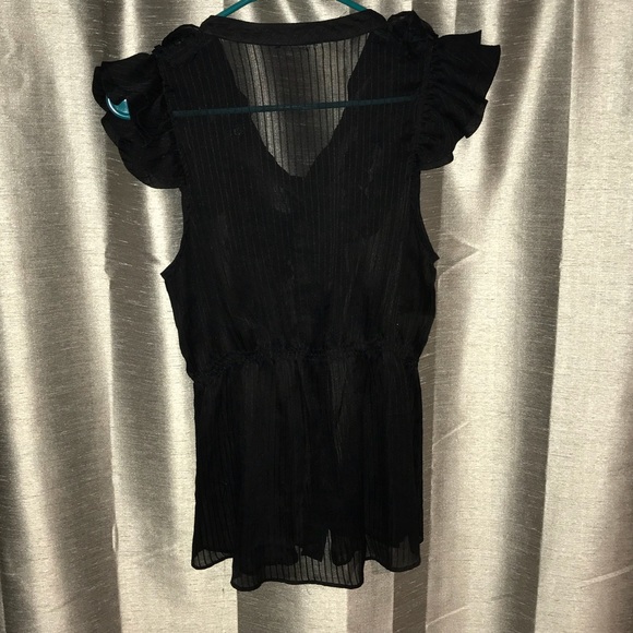 BCBG Black sleeveless, sheer ruffle top - Picture 3 of 8